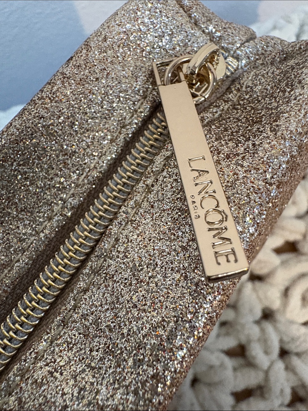 Lancome Glitter Zip Cosmetic Pouch - Gold - Picture 3 of 12